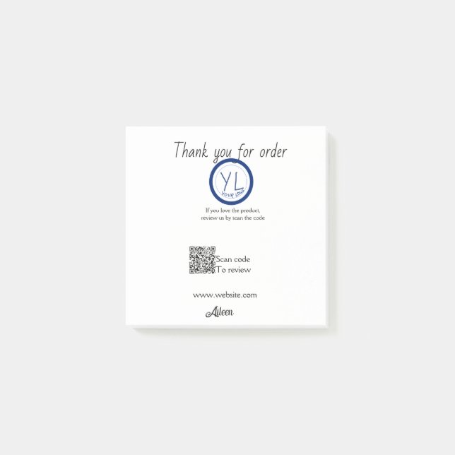 Google review business logo website scan QR code Post-it Notes (Front)