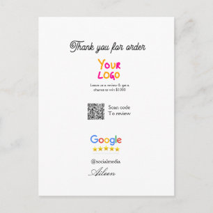 Google review business logo website scan QR code Postcard