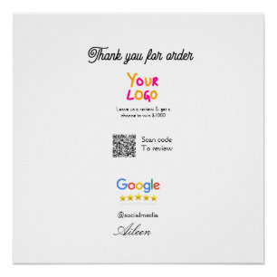 Google review business logo website scan QR code Poster