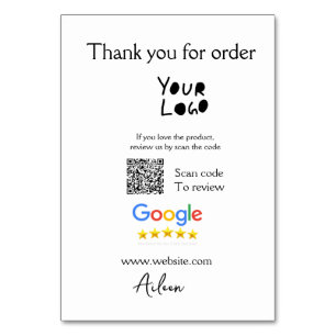 Google review business logo website scan QR code Table Number