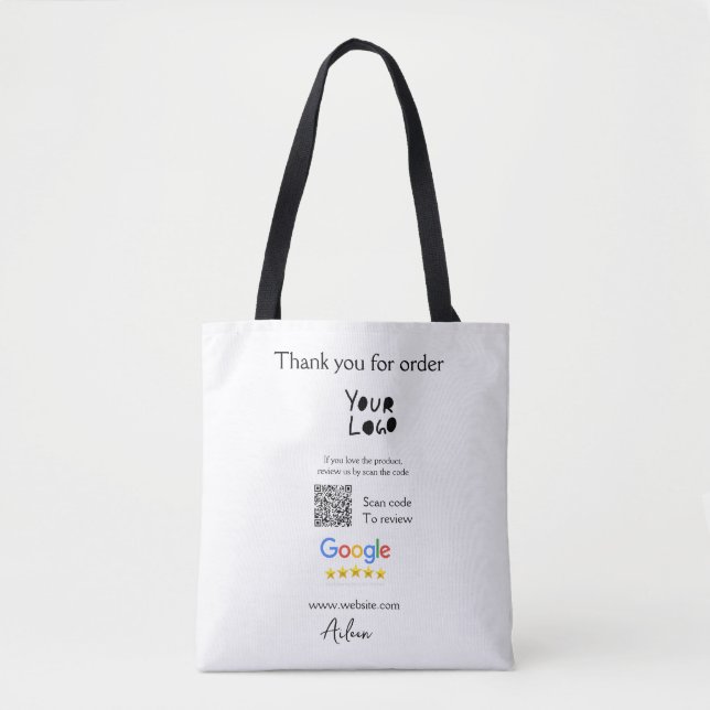 Google review business logo website scan QR code Tote Bag (Front)