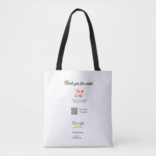 Google review business logo website scan QR code Tote Bag