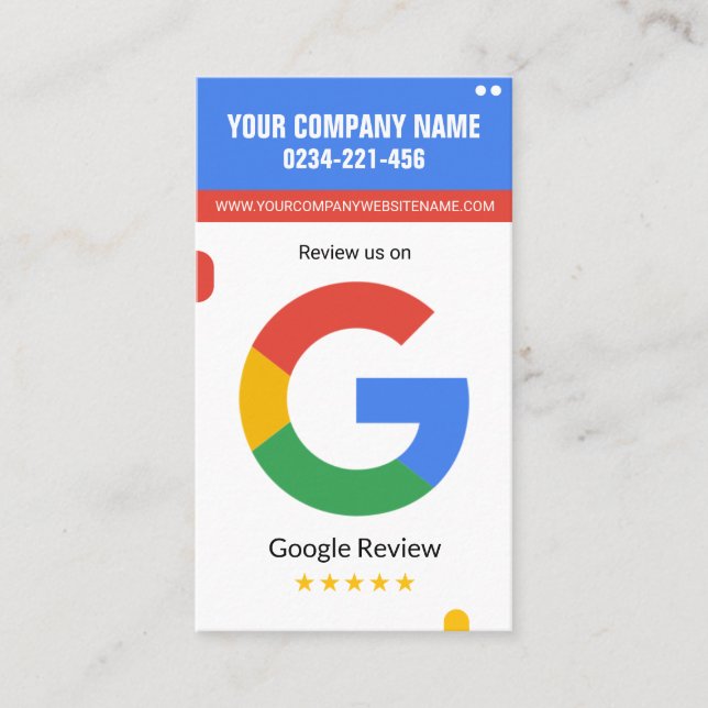 Google Review Card For any businesses (Front)