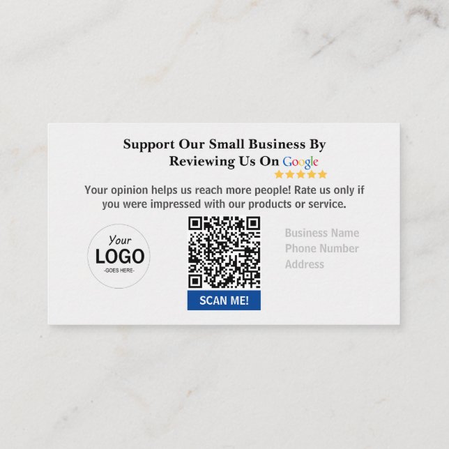 Google Review Card With Coupon (Back)
