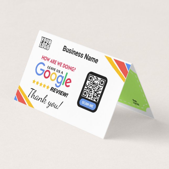 Google Review Folded Card QR Template With Coupon (Front)