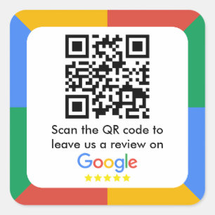 Google Review Link QR Code Square Sticker