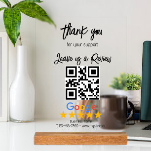 Google Review My Business Black Qr Code Acrylic Sign