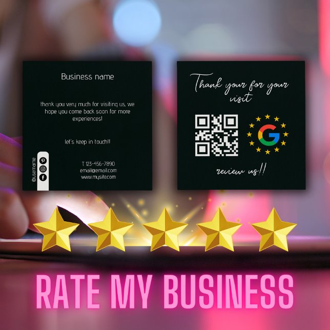 Google Review My Business Thank You Qr Code Square Business Card (Google Review My Business Thank You Qr Code Square Business Card)