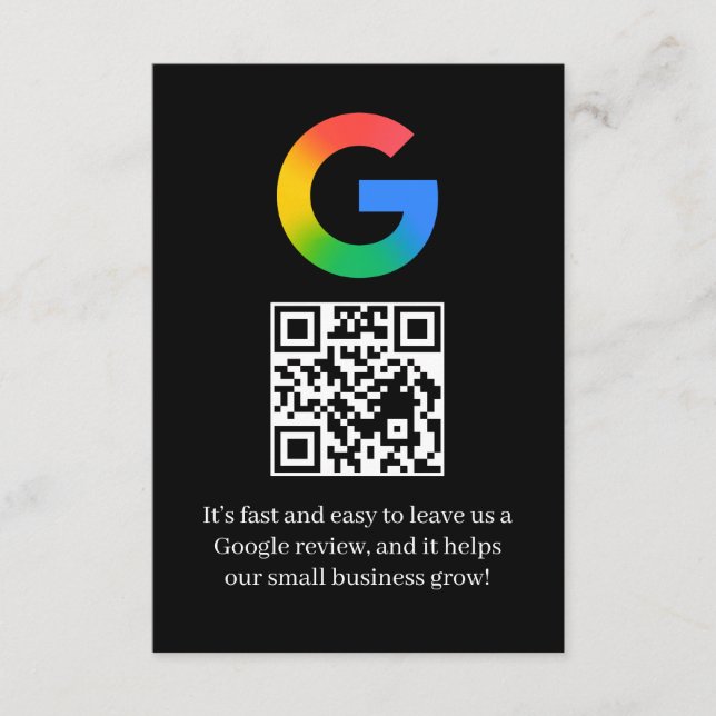 Google Review QR Code Business Insert Card (Front)