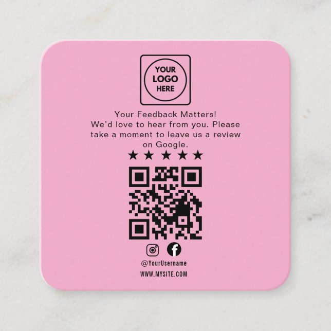 Google Review QR Code Business Note Card (Front)