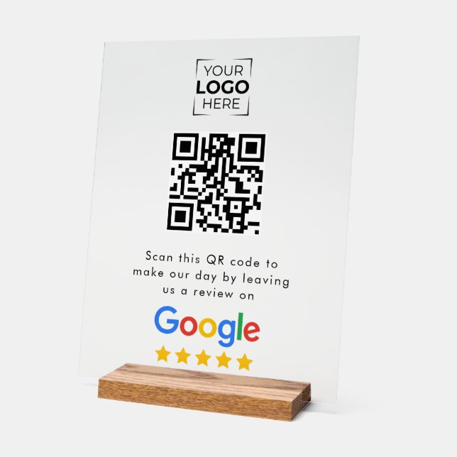 Google Review QR Code Business Review  Acrylic Sign (Angle)