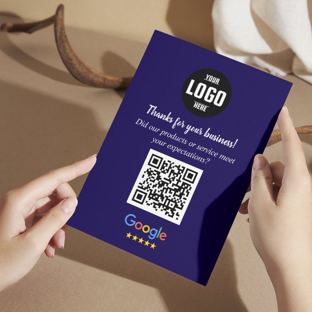 Google Review QR Code Cards | Business Enclosure   (Google Review QR Code Cards | Navy Business Enclosure Cards)