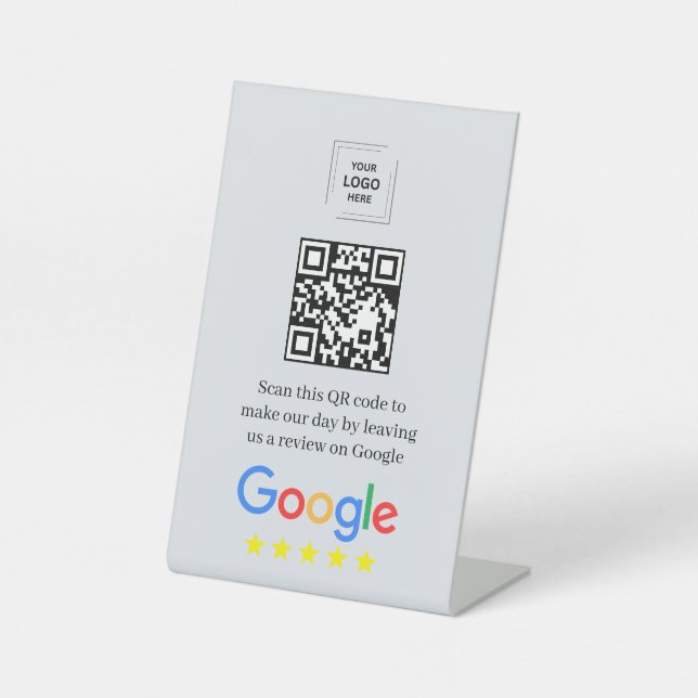 Google Review QR Code Pedestal Display Style Sign (Front)