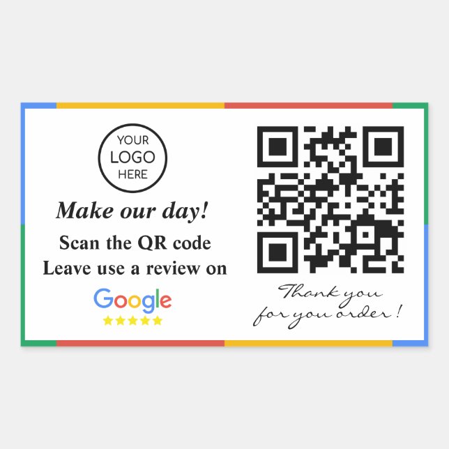 Google Review QR Code  Rectangular Sticker (Front)