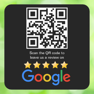 Google Review QR Code Scan Me Square Sticker