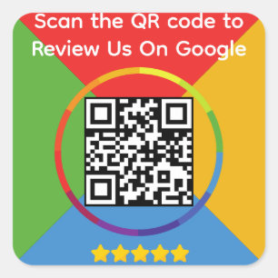Google Review QR Code Square Sticker