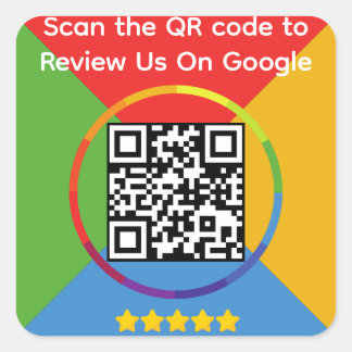Google Review QR Code Square Sticker