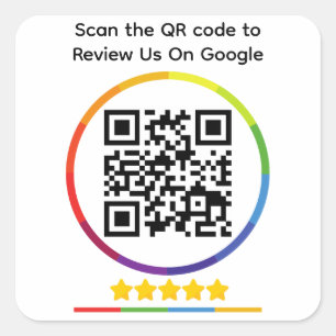 Google Review QR Code Square Sticker