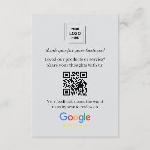 Google Review QR Customer Feedback Insert Card