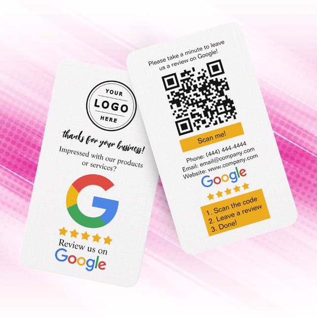 Google Review Request Card  with Logo and QR Code (Google review request card with QR code and company logo that you can personalize)