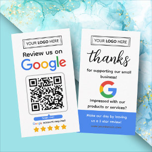 Google Review Request Card with Logo and QR Code