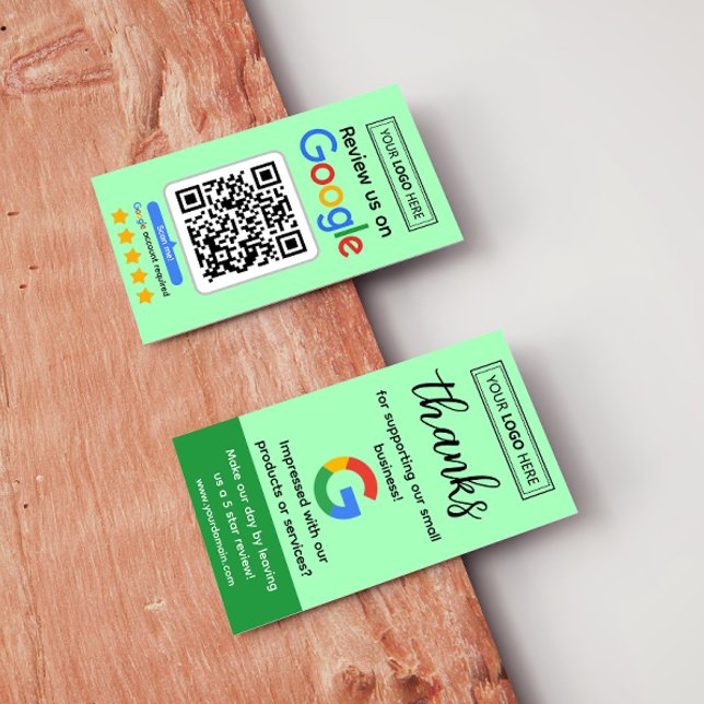 Google Review Request Card with Logo and QR Code (Google business profile customer review request business cards mockups, get more reviews)