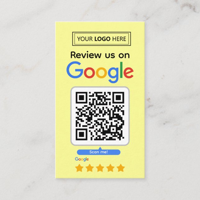 Google Review Request Card with Logo and QR Code (Front)