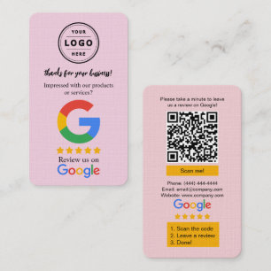 Google Review Request Card with Logo and QR Code