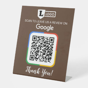 Google Review Request Card with Logo and QR Code Pedestal Sign