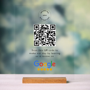 Google Review Request   QR Code Business Logo Acrylic Sign