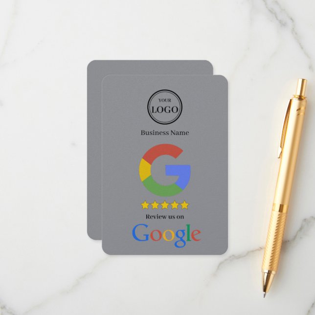 Google Review With QR Code Link Business Card (Front/Back In Situ)