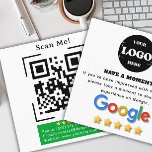 Google Review With QR Code Link Square Business Card