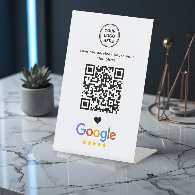 Google Review With QR Code Modern Minimalist Pedestal Sign (Creator Uploaded)