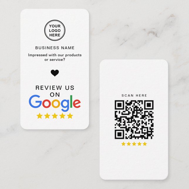 Google Review With QR Code Stylish Modern Business Card (Front/Back)