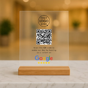 Google Reviews Acrylic Sign   QR Code Tabletop