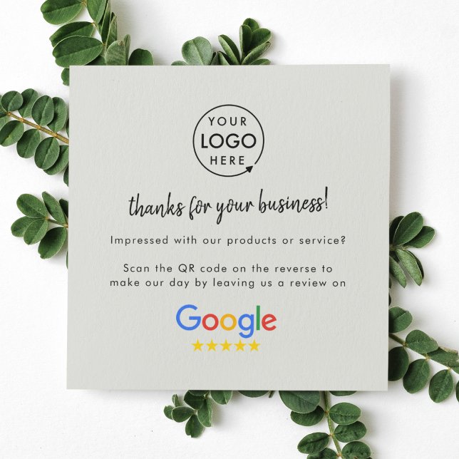 Google Reviews Business Card | QR Code Thank You (Google Review interactive QR code cards branded with your company logo.)