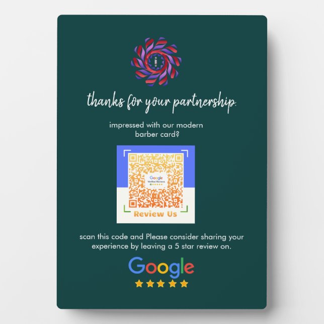 Google Reviews | Business Rating Request GreenQR P Plaque (Front)