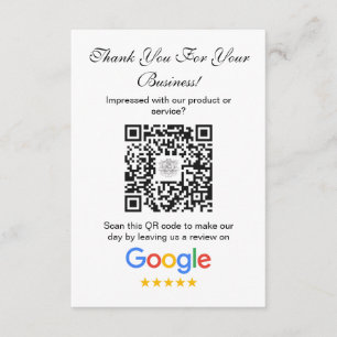Google Reviews   Business Review Link QR Code Enclosure Card