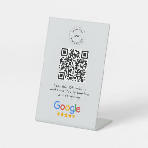 Google Reviews Business Review Link QR Code Gray Pedestal Sign