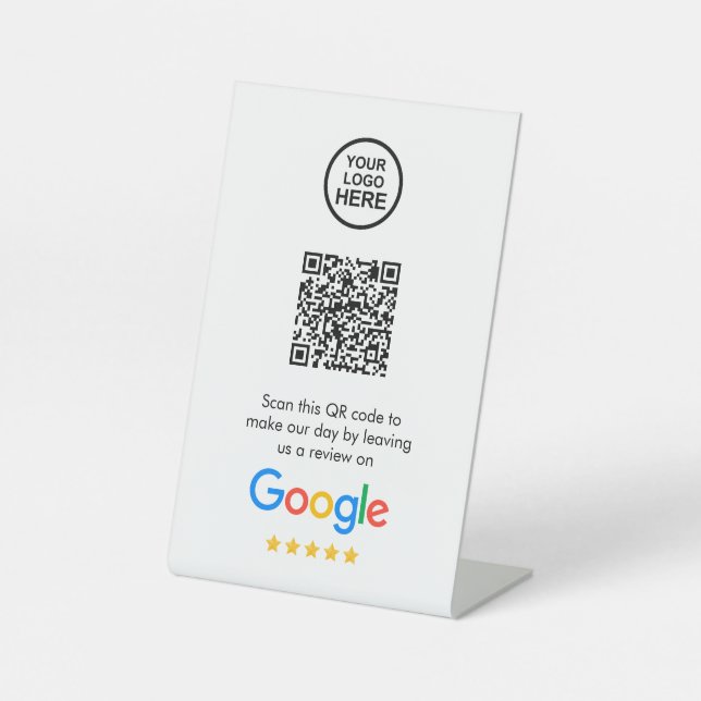 Google Reviews | Business Review Link QR Code Pedestal Sign (Front)