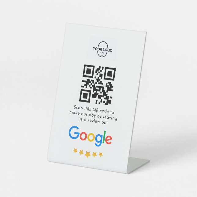 Google Reviews | Business Review Link QR Code Pedestal Sign (Front)