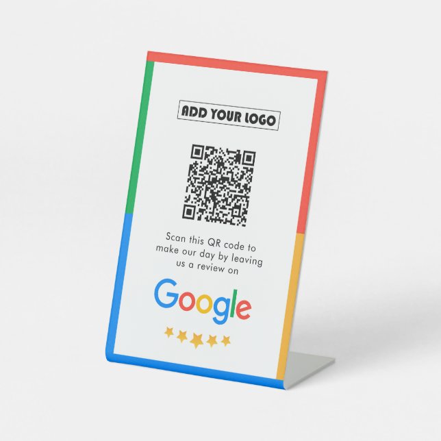 Google Reviews | Business Review Link QR Code Pedestal Sign (Front)