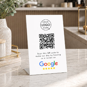Google Reviews Business Review Link QR Code Pedestal Sign