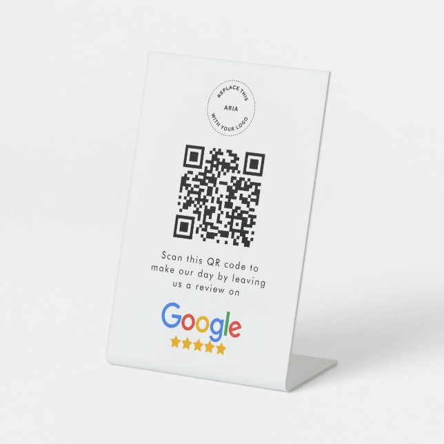 Google Reviews | Business Review Link QR Code Pedestal Sign (Front)