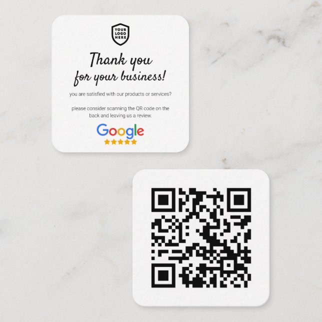 Google Reviews | Business Review Link QR Code Squa Square Business Card (Front/Back)