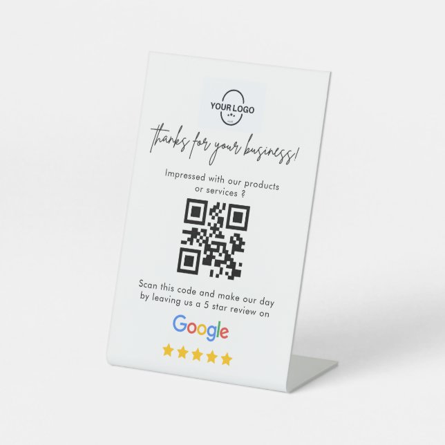 Google Reviews | Business Review QR Code Pedestal Sign (Front)