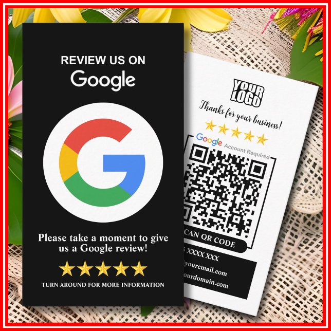 Google Reviews | Business Review Us Black QR Code  Business Card (Creator Uploaded)