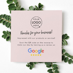 Google Reviews   Business Review Us Blush Pink QR  Square Business Card