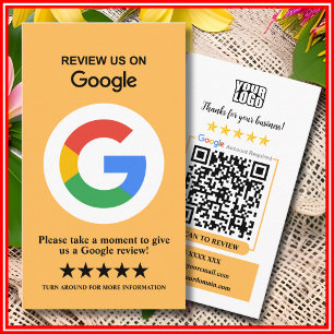 Google Reviews Business Review Us Peach QR Code Card
