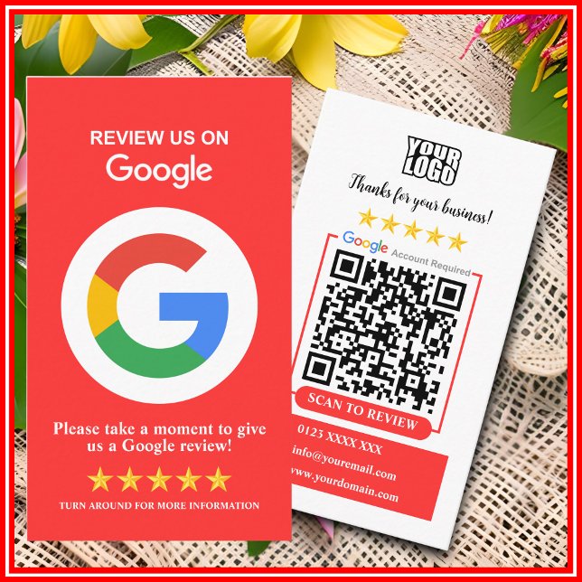 Google Reviews | Business Review Us Red QR Code  Card (Creator Uploaded)